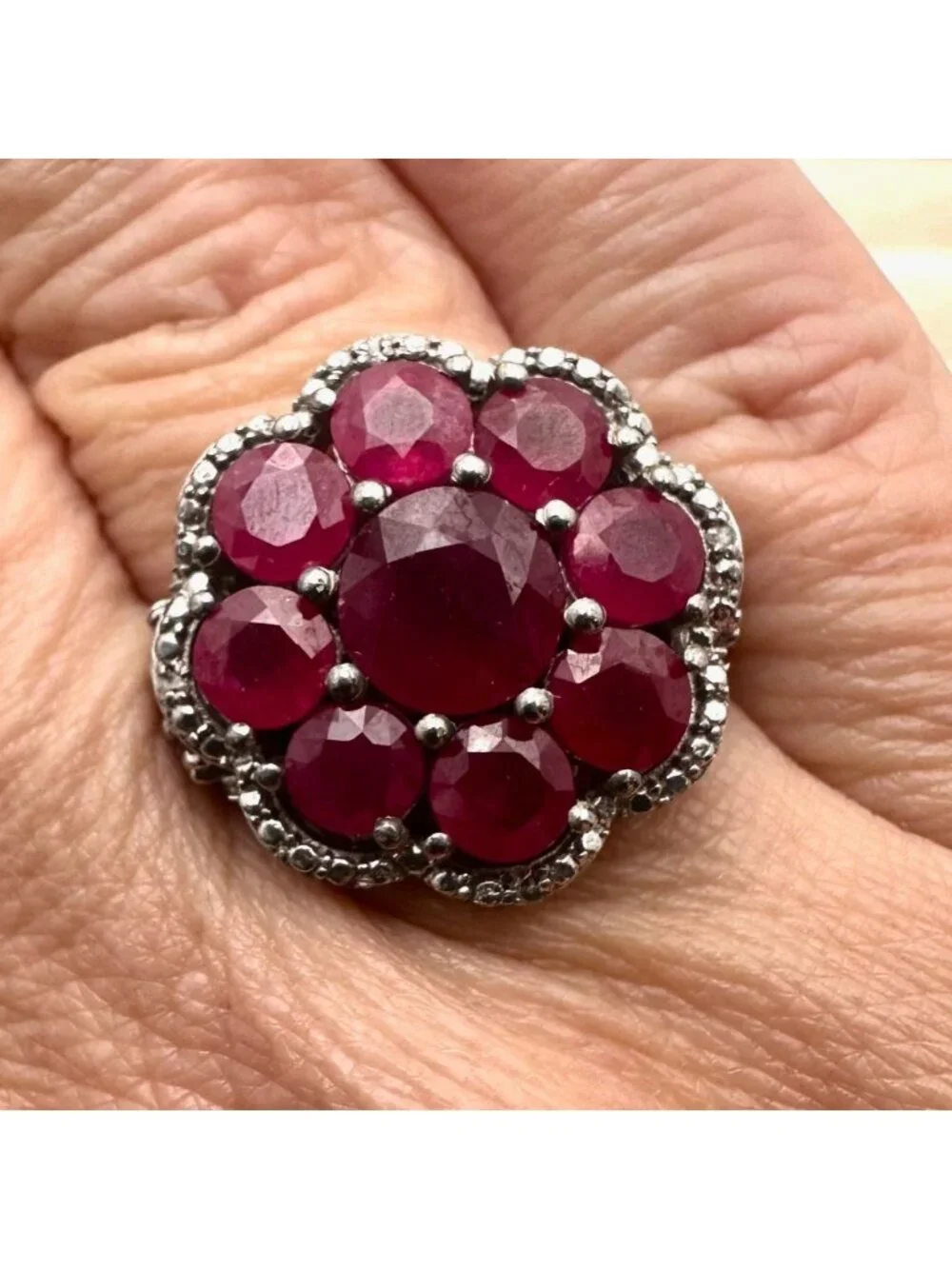Chuck Clemency Ring Red Ruby Size 8 Designer Statement Jewelry